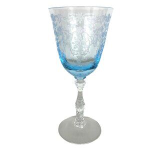 Vintage Fostoria Claret Wine Navarre Blue Wine Glass Water Goblet with New Tag